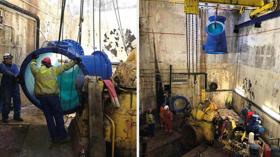 Dry dock valve refurbishment case study with site engineers placing valve