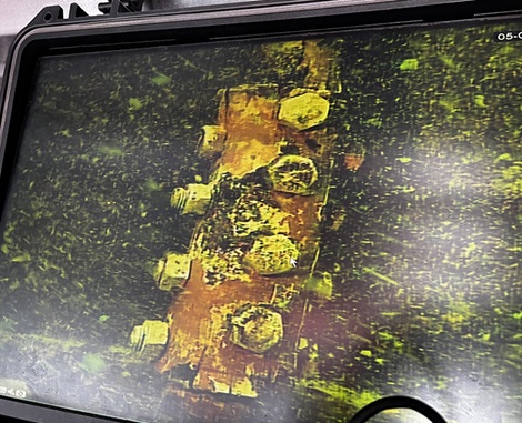 monitor showing Penstock underwater 24 metres down