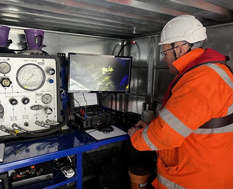 underwater cameras showing Penstock at 24 metres depth