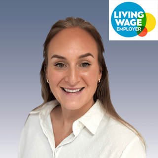 Sarah with Logo